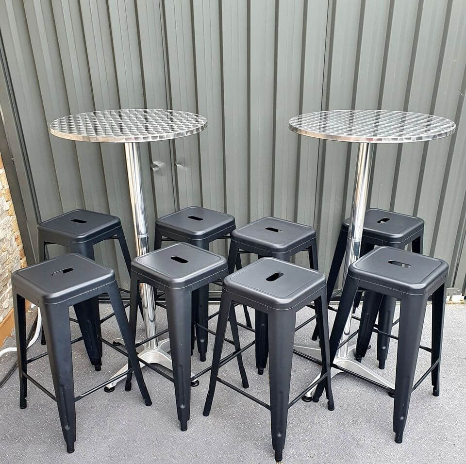 Bar Tables and stools on concrete floor